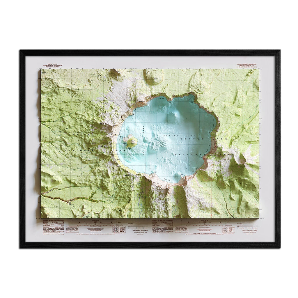 Crater Lake 1985 Shaded Relief Map - No Frame