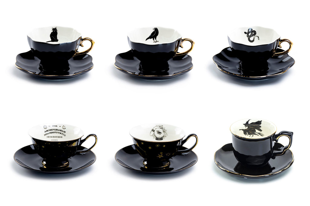 6 Assorted Halloween Tea Cup and Saucer Sets - Ver. A
