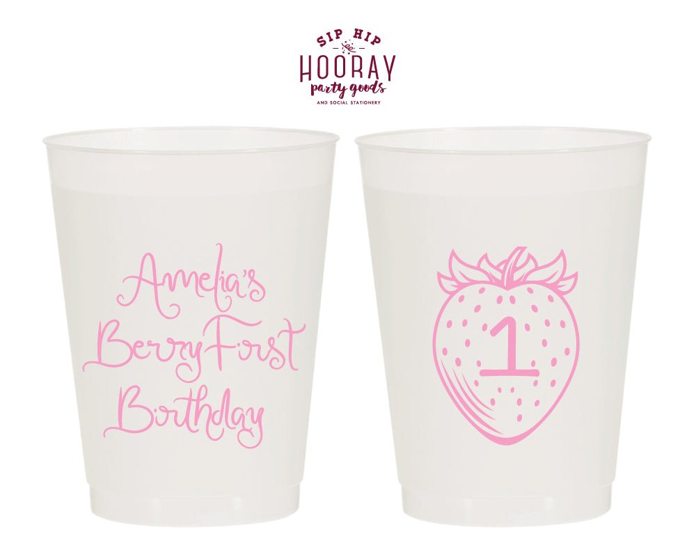 Custom Berry 1st Birthday Strawberry Frosted Cups
