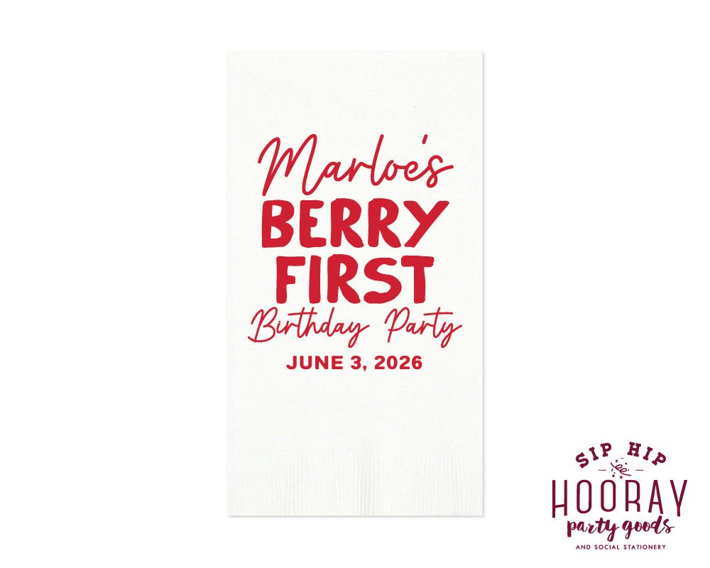 Custom Berry First Birthday Guest Towels