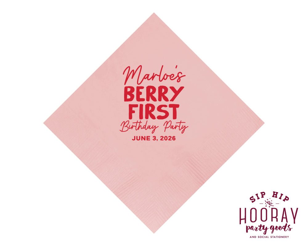 Custom Berry First Birthday Napkins