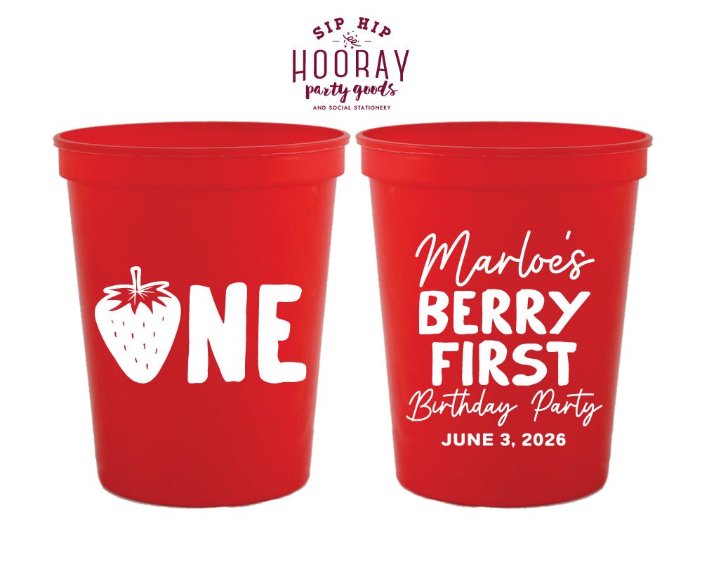 Custom Berry First Birthday Stadium Cups