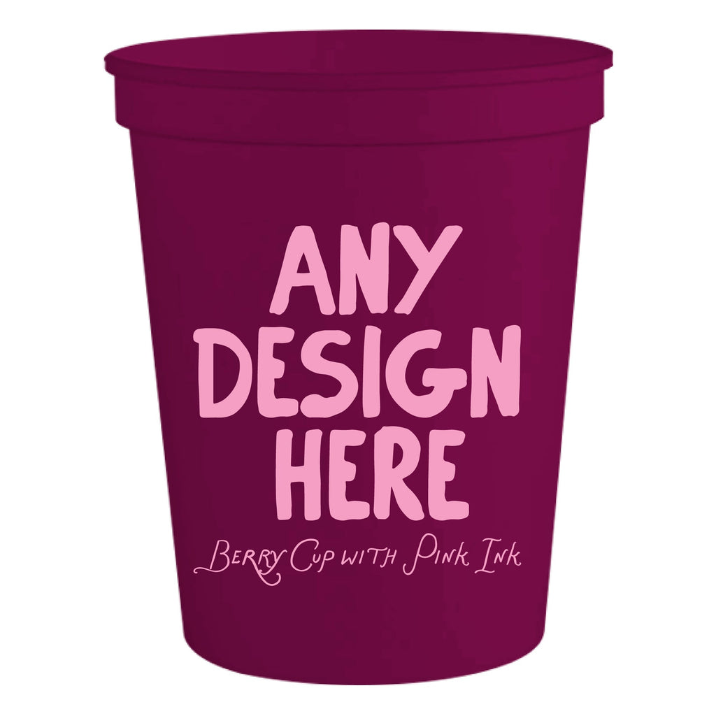 Custom Berry Stadium Cups with Pink Ink