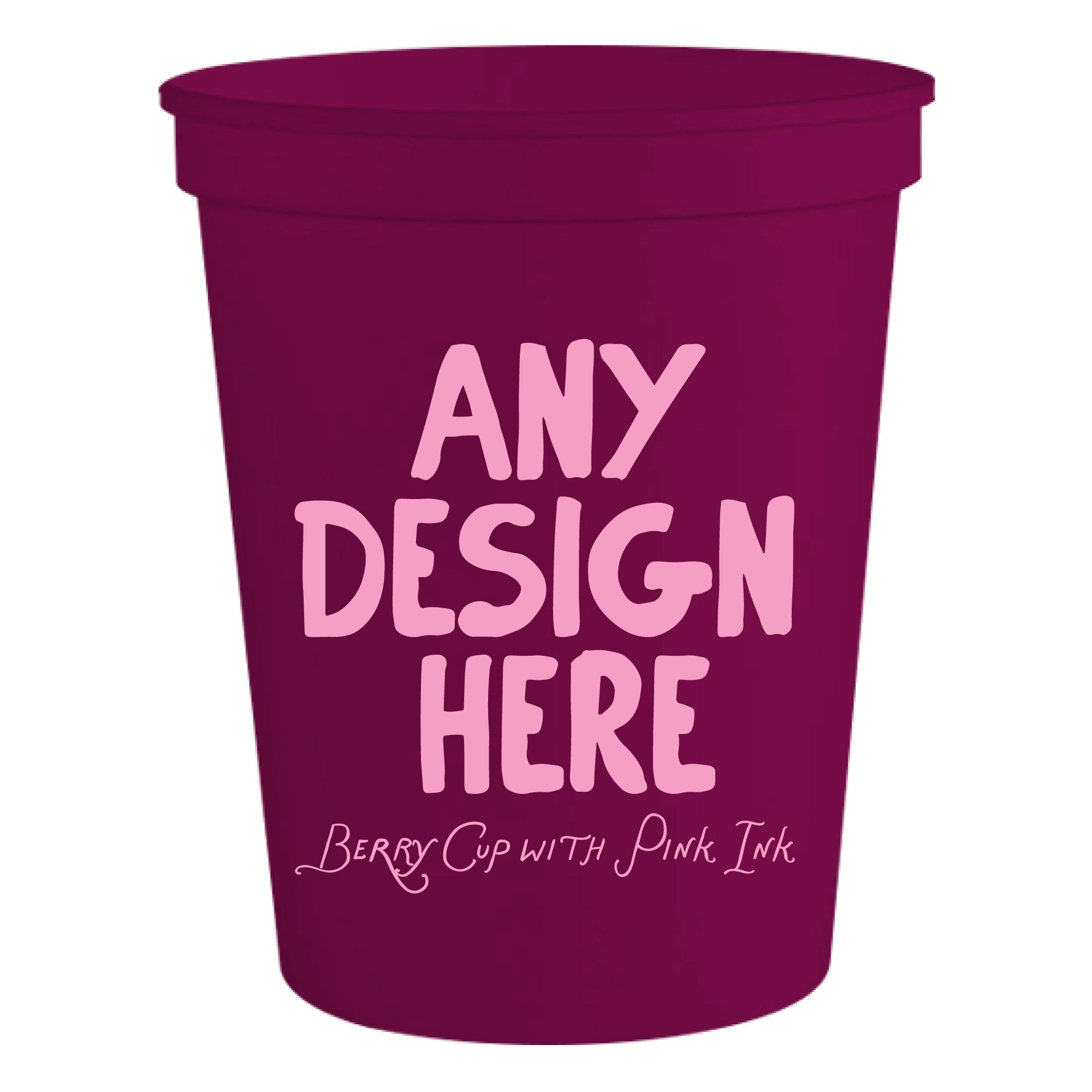 Custom Berry Stadium Cups with Pink Ink