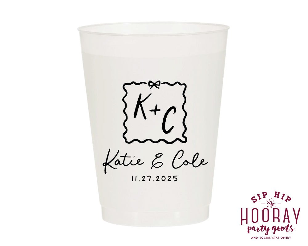Custom Bow Initials Frosted Cups