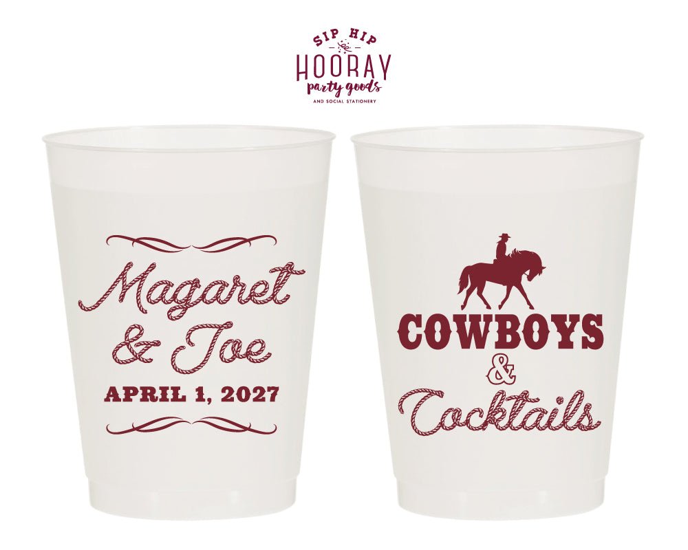 Custom Cowboys and Cocktails Western Wedding Frosted Cups