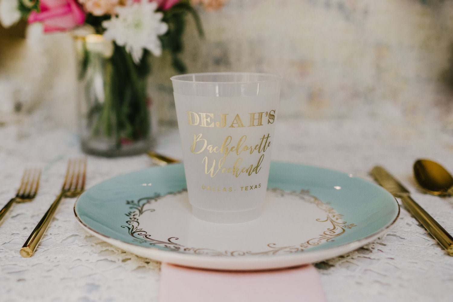 Custom Elegant Gold Frosted Cups #1496