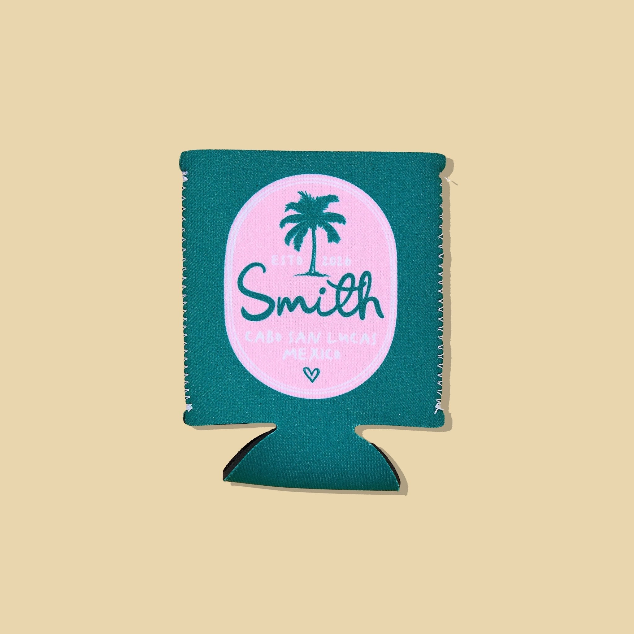 Custom Full Color Tropical Wedding Can Coolers