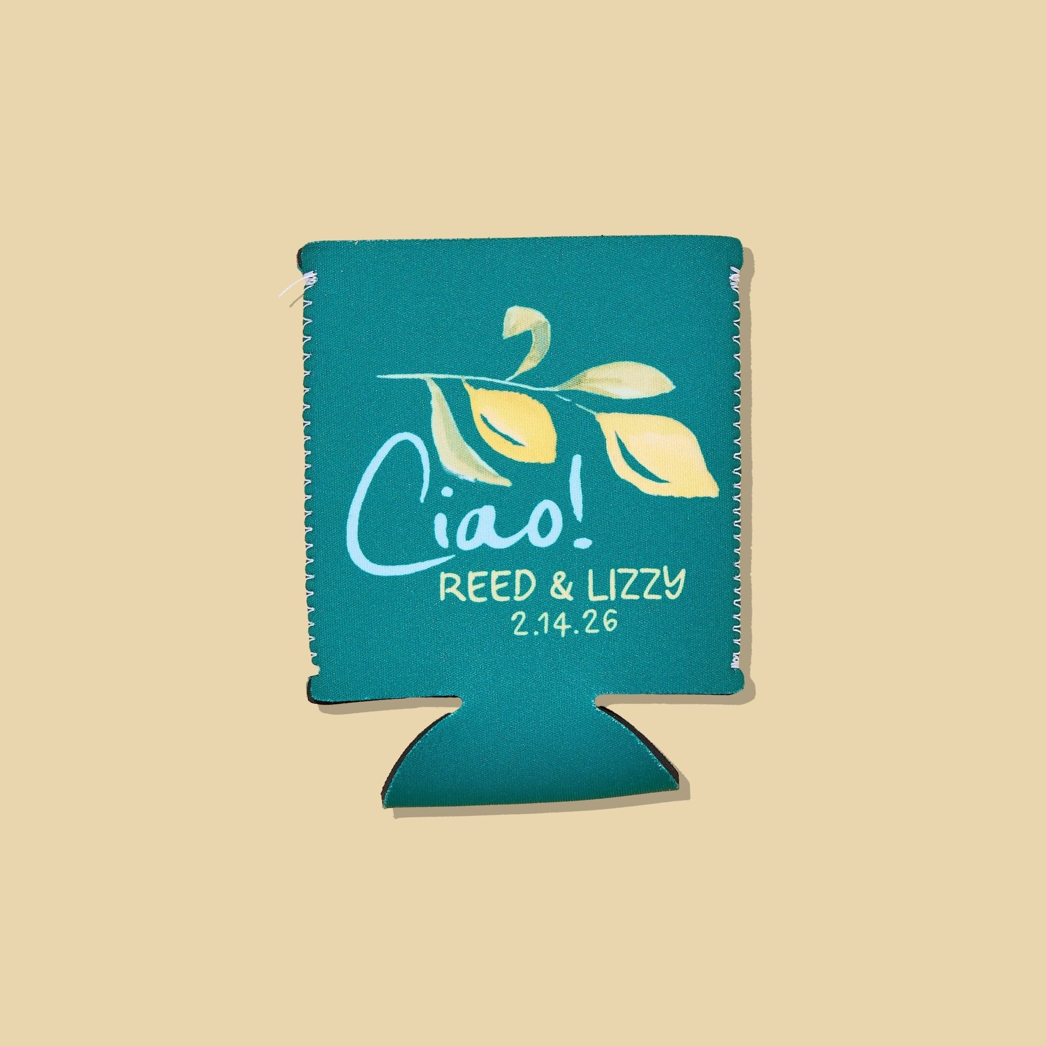 Custom Full Color Watercolor Lemon Can Coolers