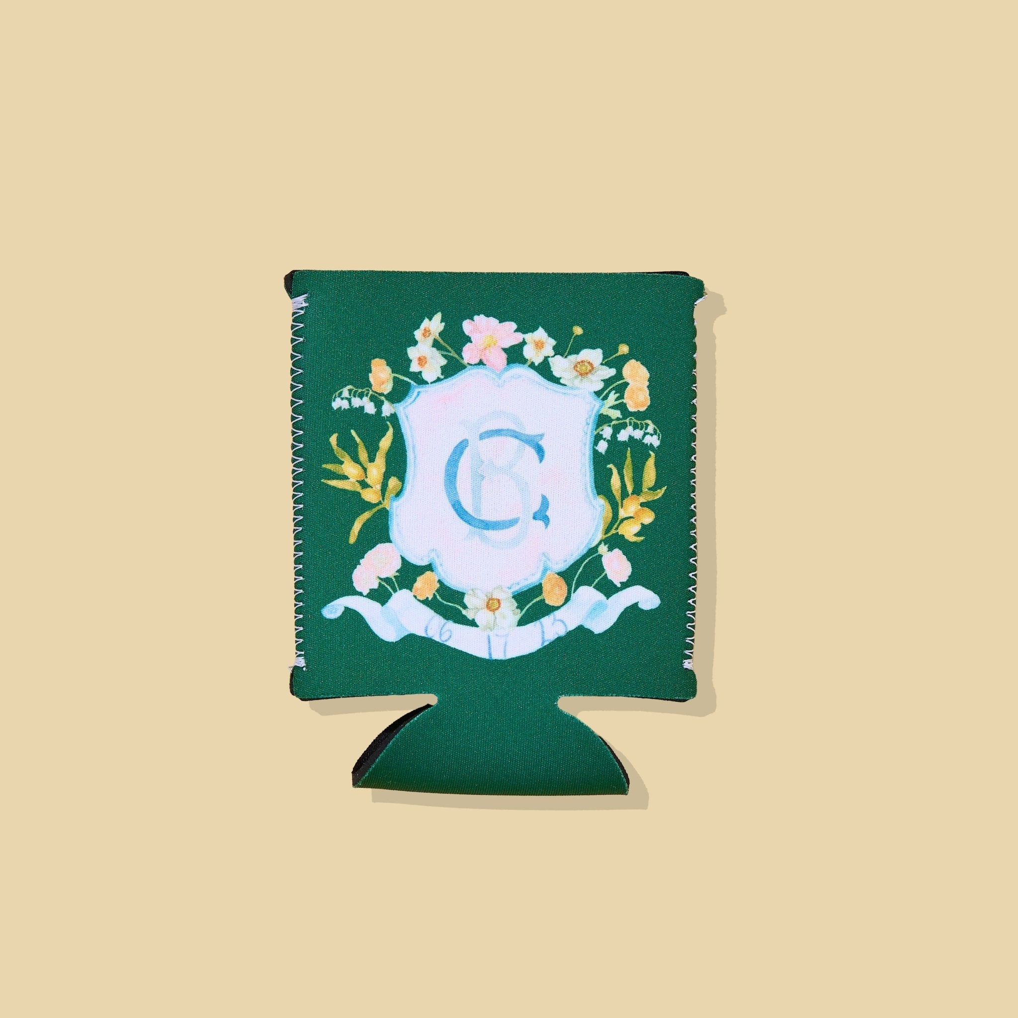 Custom Full Color Wedding Crest Can Coolers