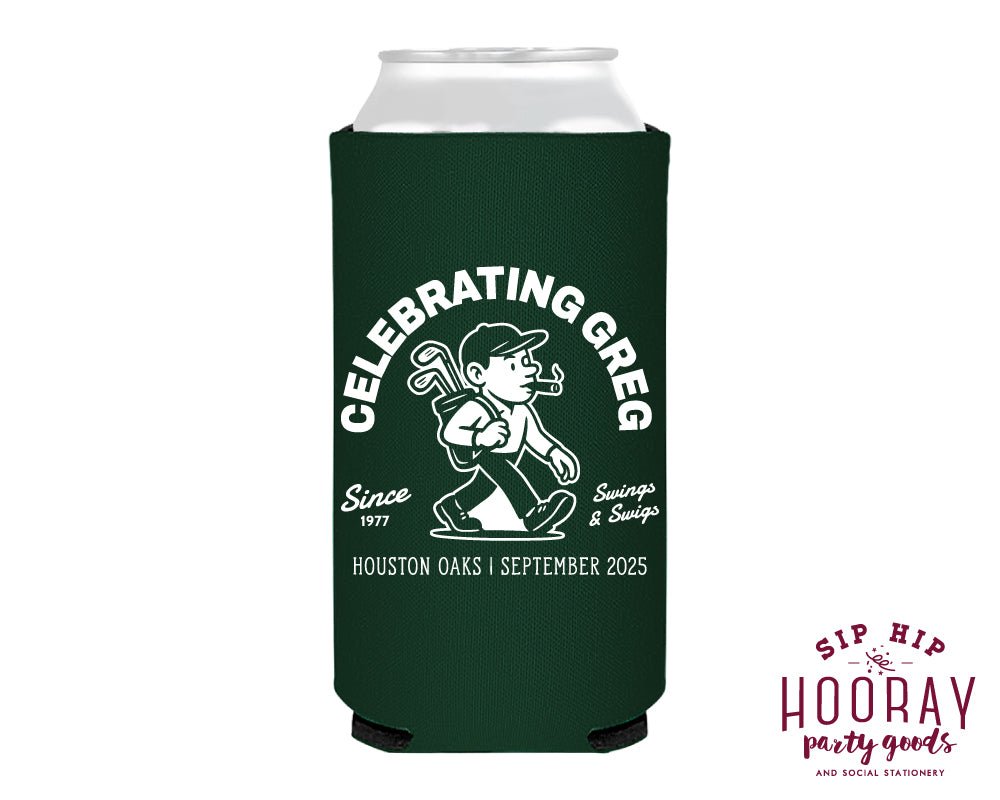 Custom Golf Birthday Party Slim Can Coolers