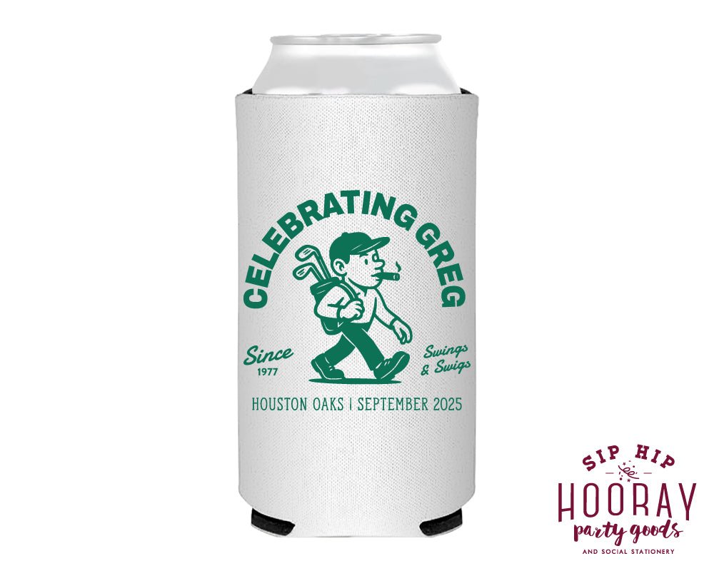 Custom Golf Birthday Party Slim Can Coolers
