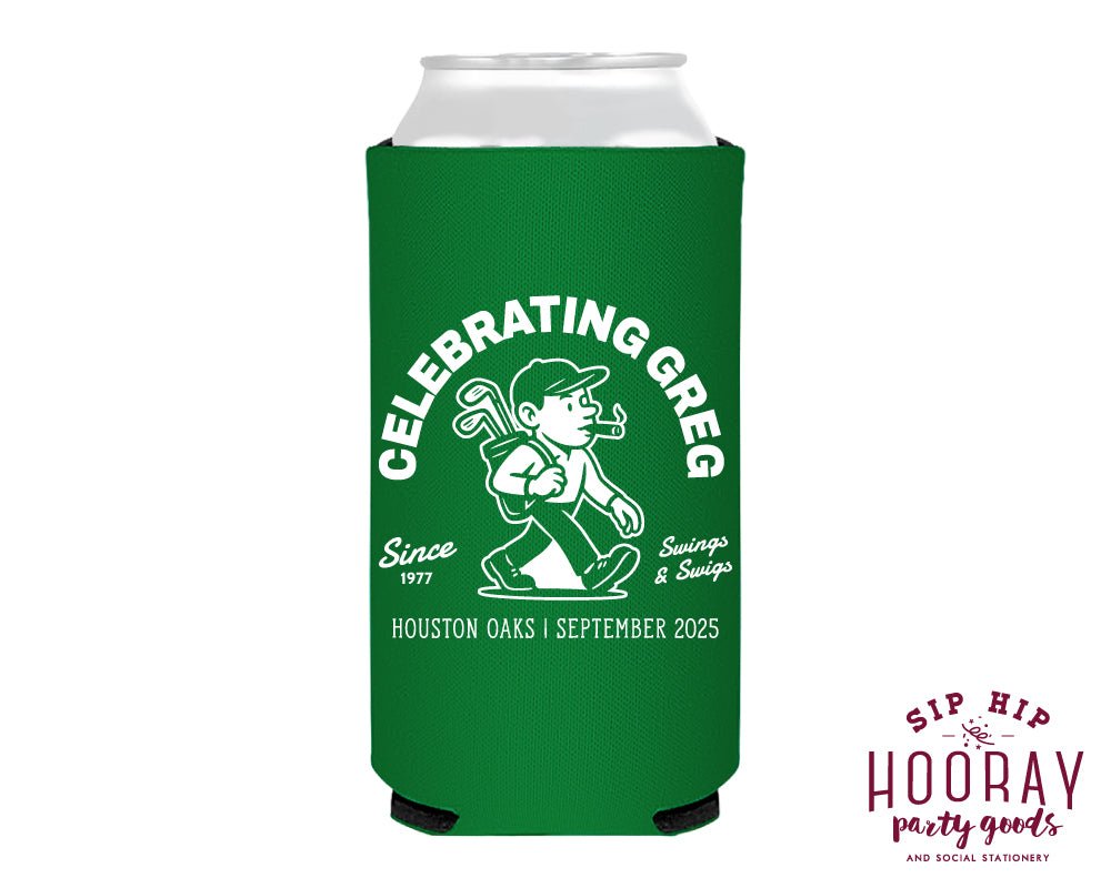 Custom Golf Birthday Party Slim Can Coolers