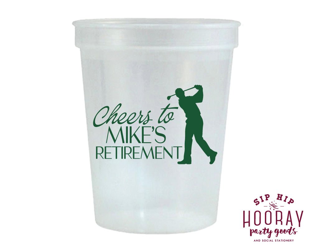 Custom Golf Retirement Party Stadium Cups