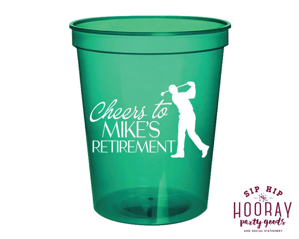Custom Golf Retirement Party Stadium Cups
