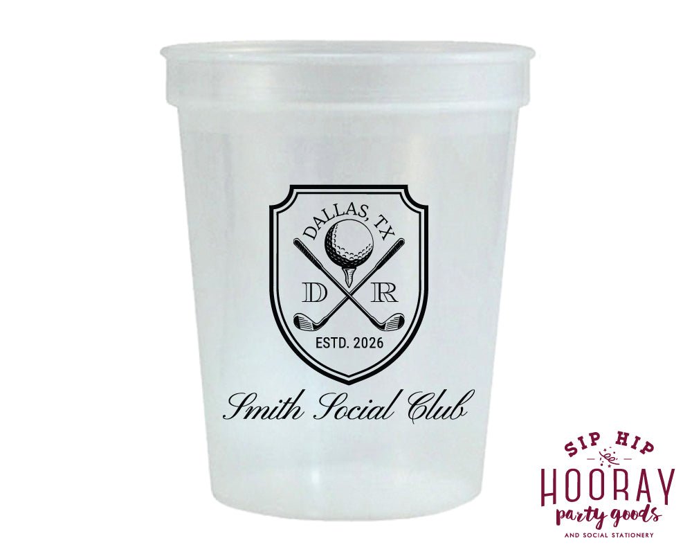 Custom Golf Social Club Initials Stadium Cups