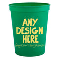Custom Green Stadium Cups with Yellow Ink