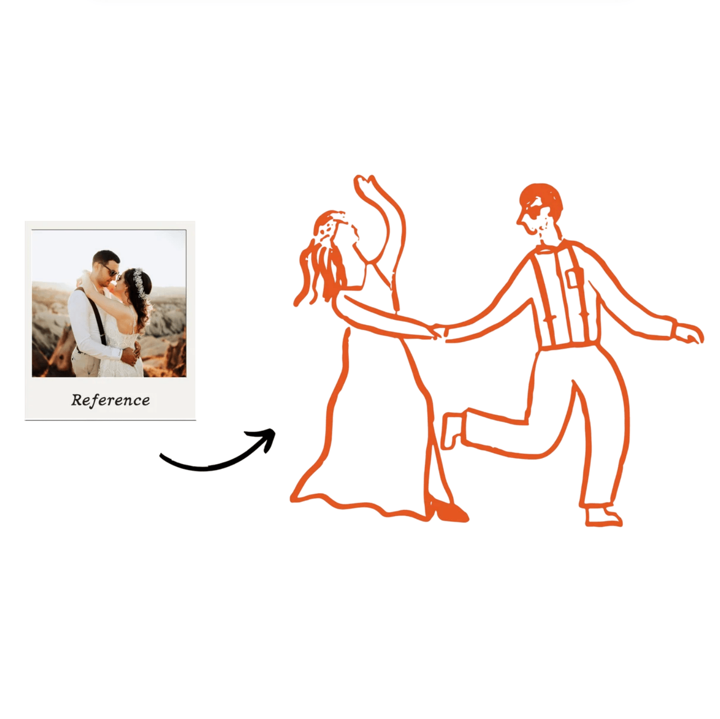 Custom Hand-Drawn Bride and Groom