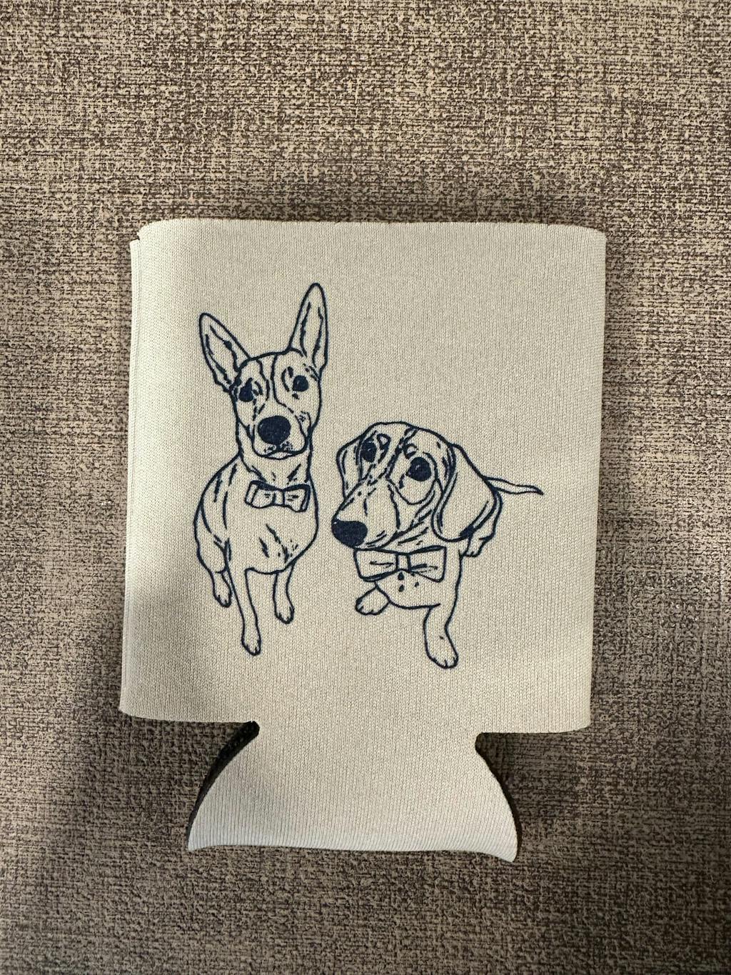 Custom Hand Drawn Pet Portrait Can Coolers