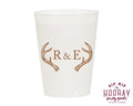 Custom Initial Antler Frosted Cups