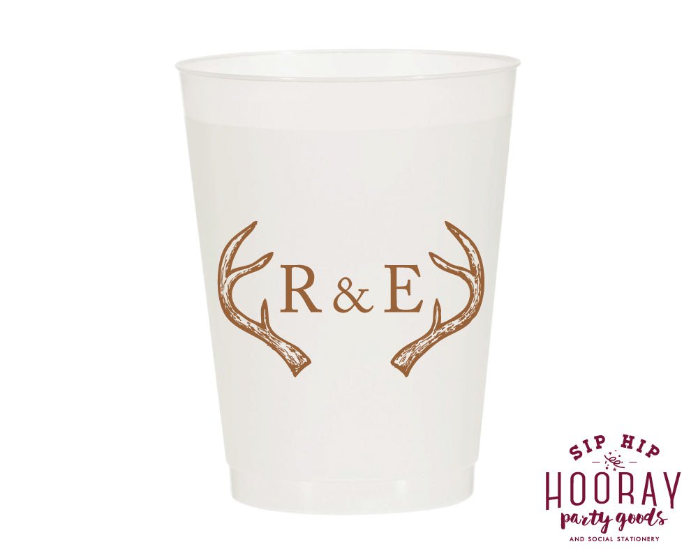 Custom Initial Antler Frosted Cups