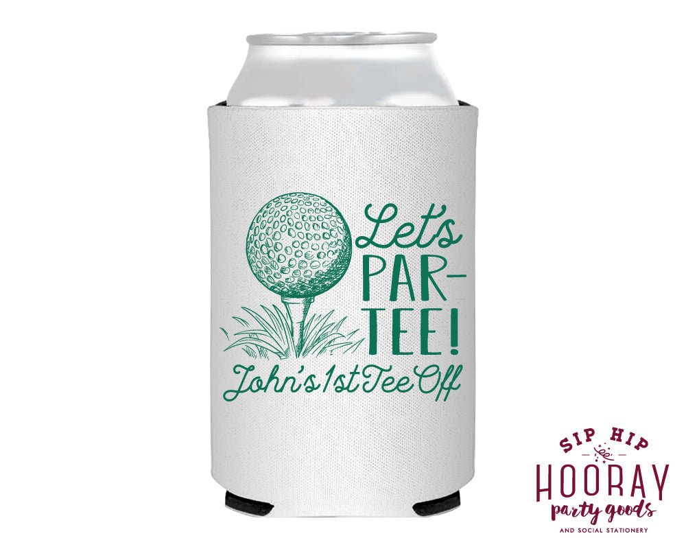 Custom Let's Par Tee First Birthday Can Coolers