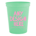 Custom Mint Stadium Cups with Pink Ink