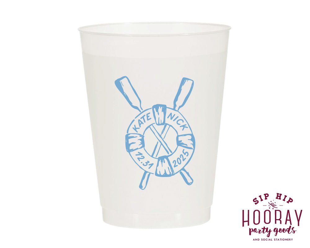 Custom Nautical Wedding Frosted Cups