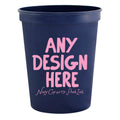 Custom Navy Stadium Cups with Pink Ink