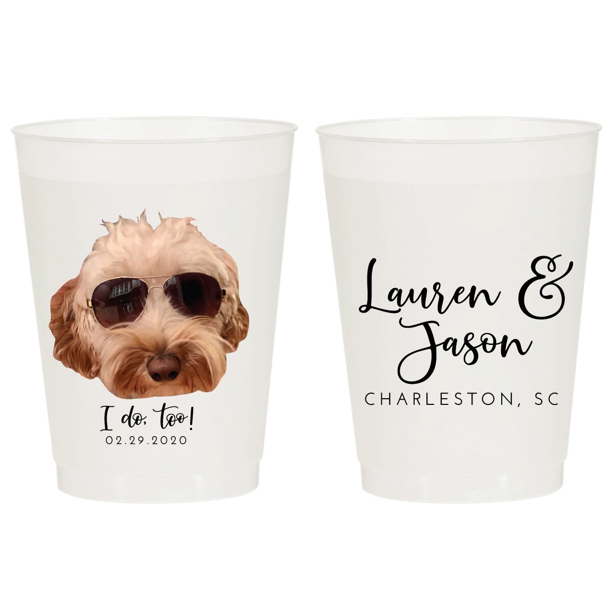 Custom Pet Photo 16oz Full Color Frosted Wedding Cups