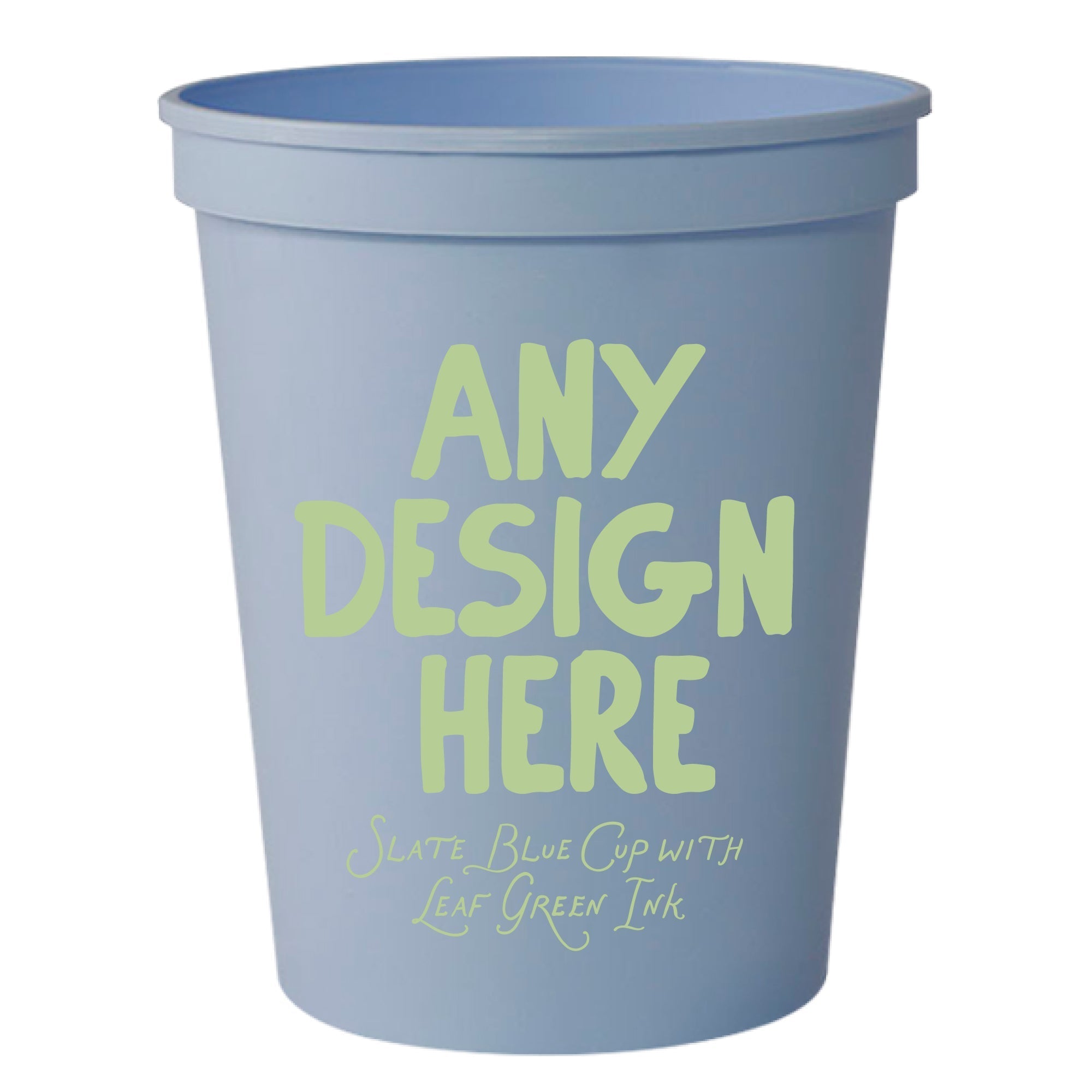 Custom Slate Blue Stadium Cups with Mint Ink