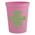 Custom Soft Pink Stadium Cups with Green Ink