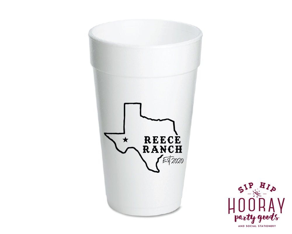 Custom Texas Ranch Foam Cups