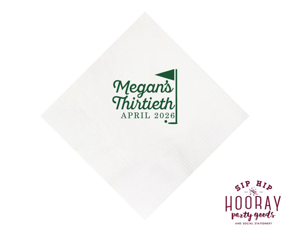 Custom Thirtieth Birthday Golf Cocktail Napkins