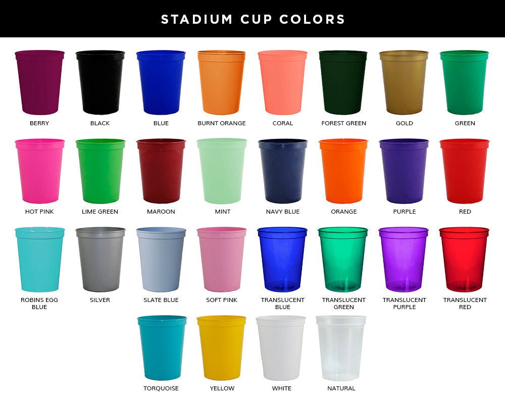 Custom Berry Stadium Cups with Pink Ink