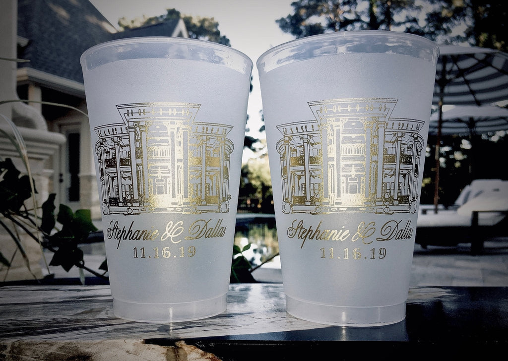 Custom Wedding Venue Sketch Frosted Cups