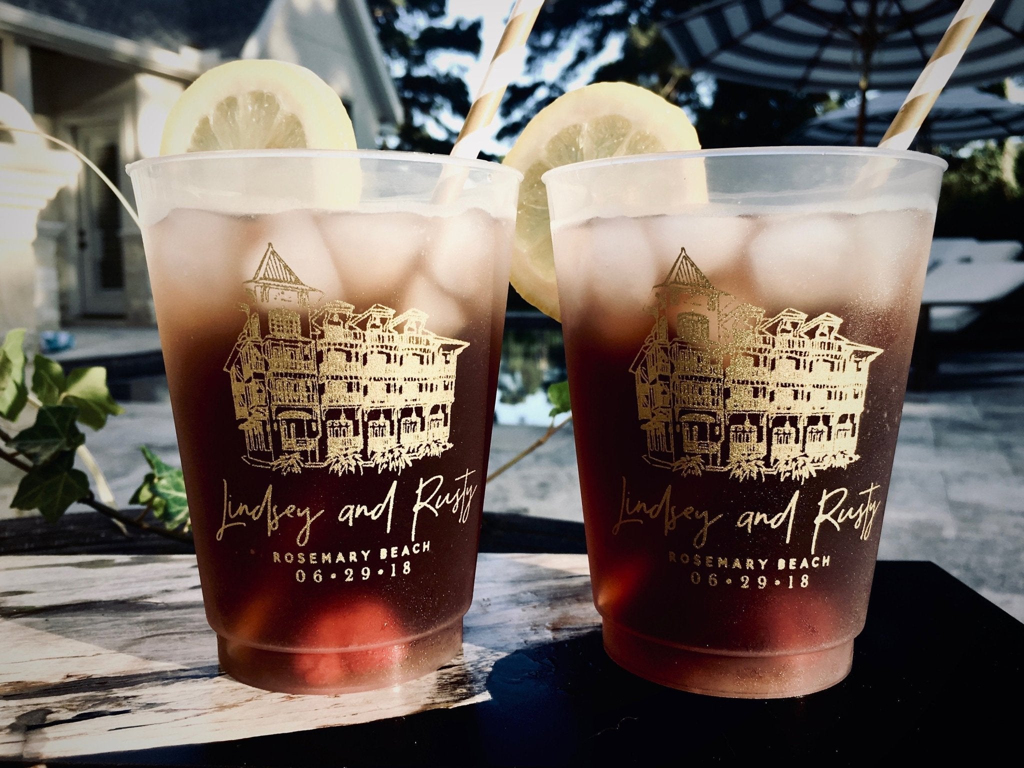 Custom Wedding Venue Sketch Frosted Cups
