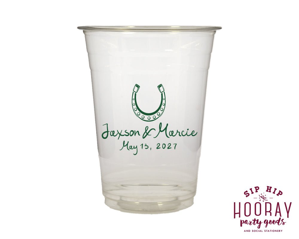 Custom Wedding Western Horseshoe Soft Plastic Cups
