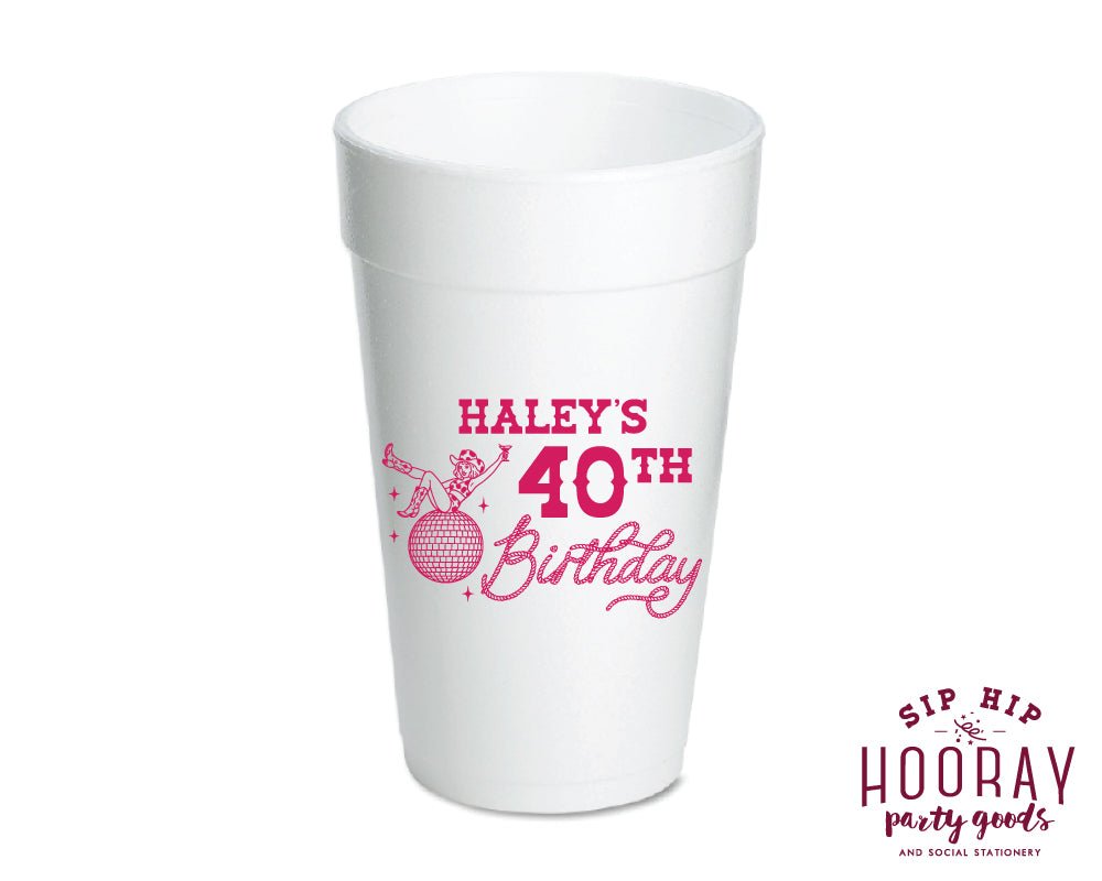Custom Western Birthday Foam Cups