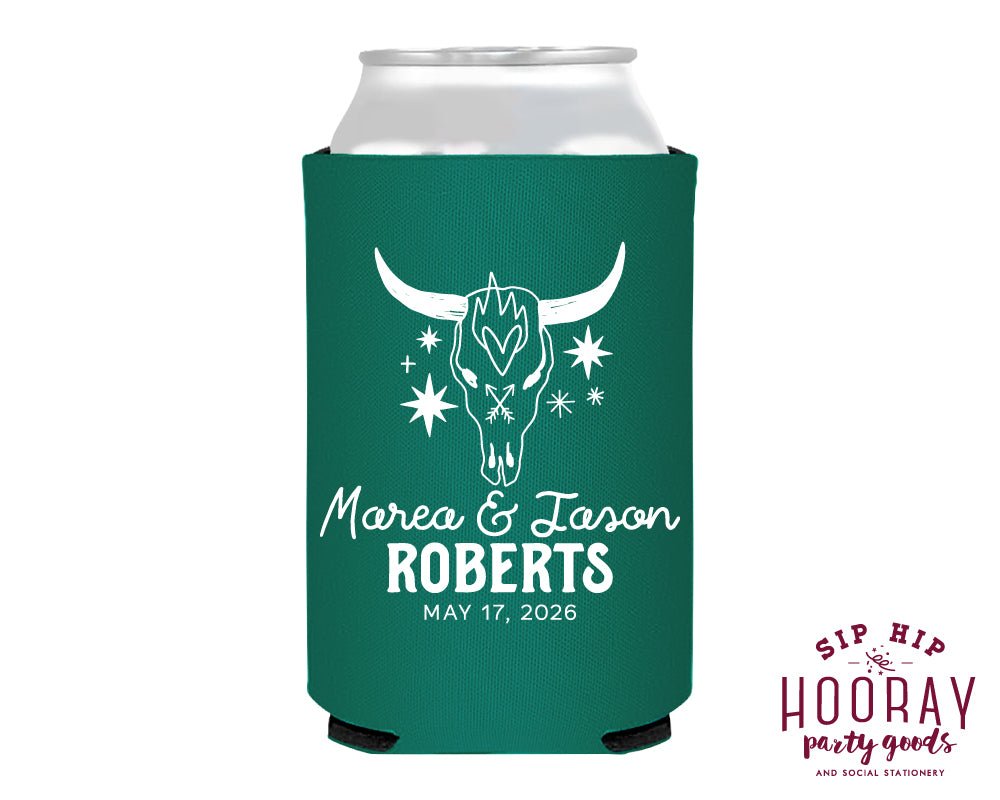 Custom Western Cow Skull Foam Can Coolers
