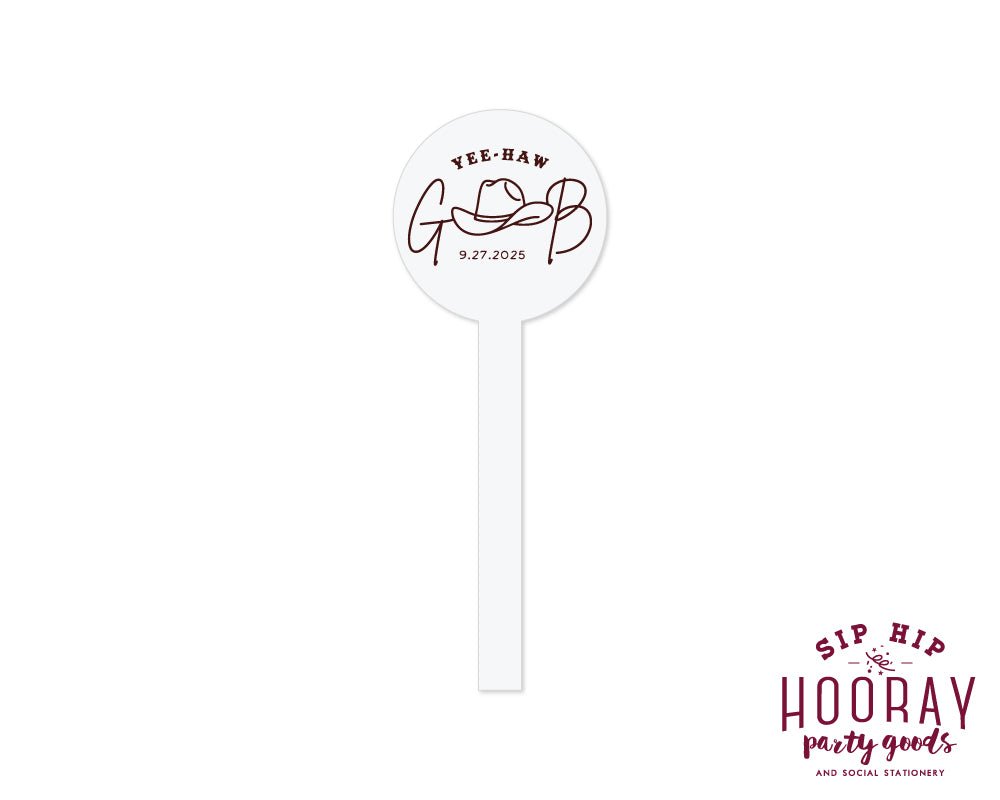 Custom Western Cowboy Hat Initial Stir Sticks