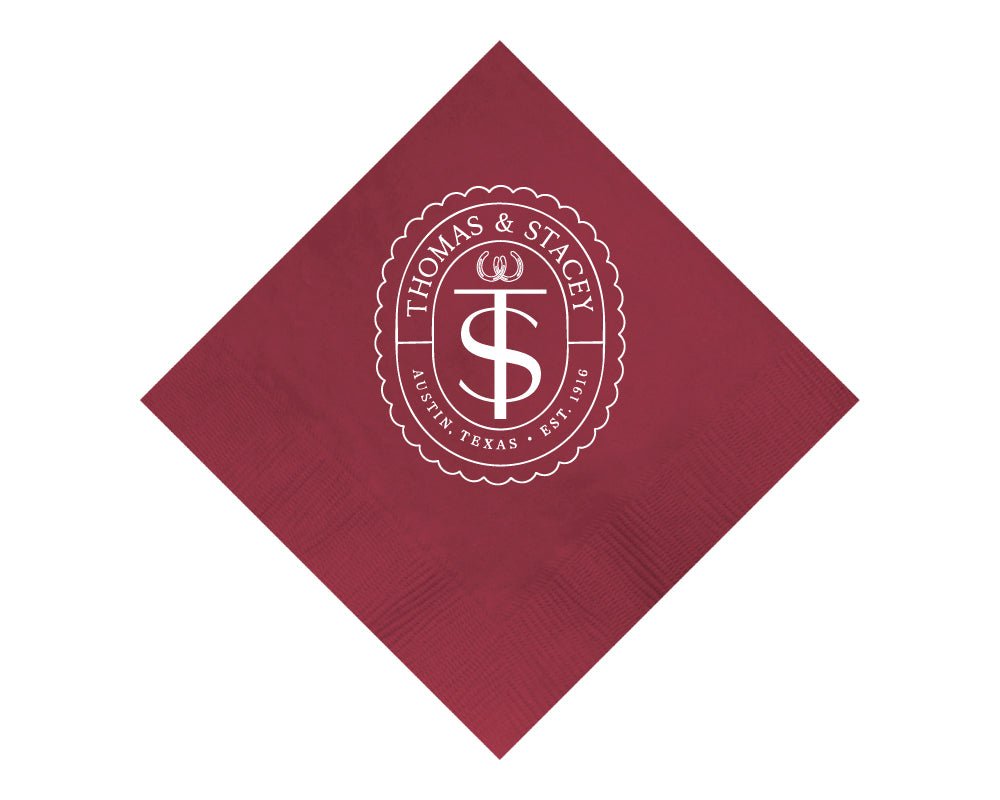 Custom Western Wedding Crest Napkins