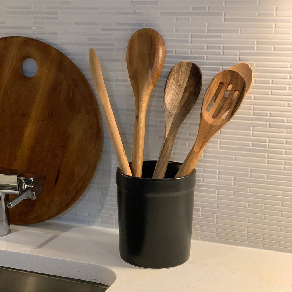 Ceramic Utensil Holder, Black
