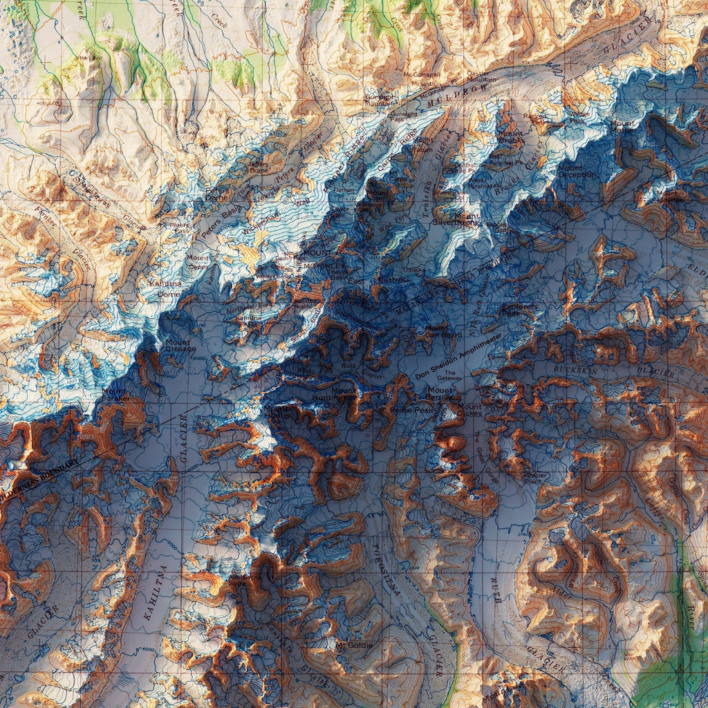 Denali National Park 1986 Shaded Relief Map - No Frame