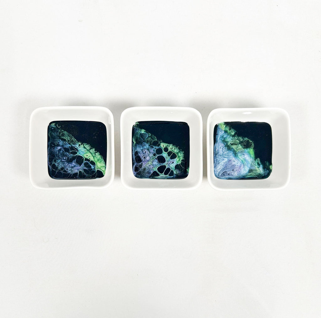 Resin Accented Ceramic Dipping Bowls (sets of 3)