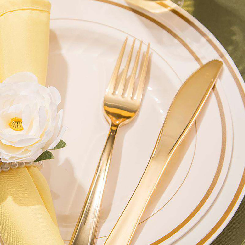 Shiny Metallic Gold Plastic Knives