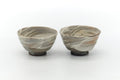 Japanese Teacups - Pair of Grey Hakeme Yunomi - 70ml