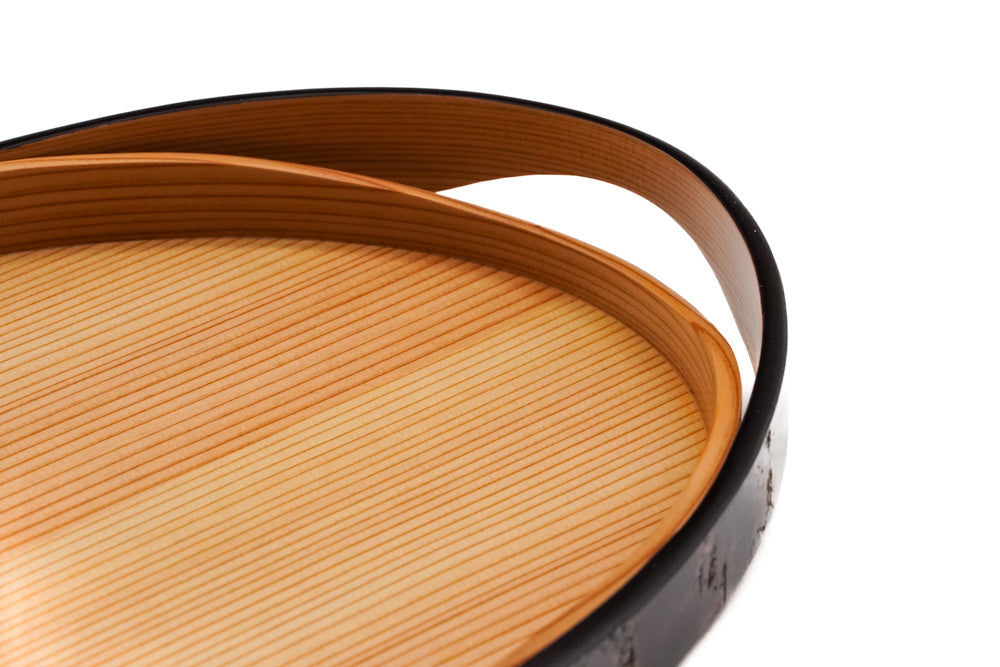 Ōdate Magewappa Kabazaiku Kasanegasane Bon - Wooden Cherry Bark Handled Tray
