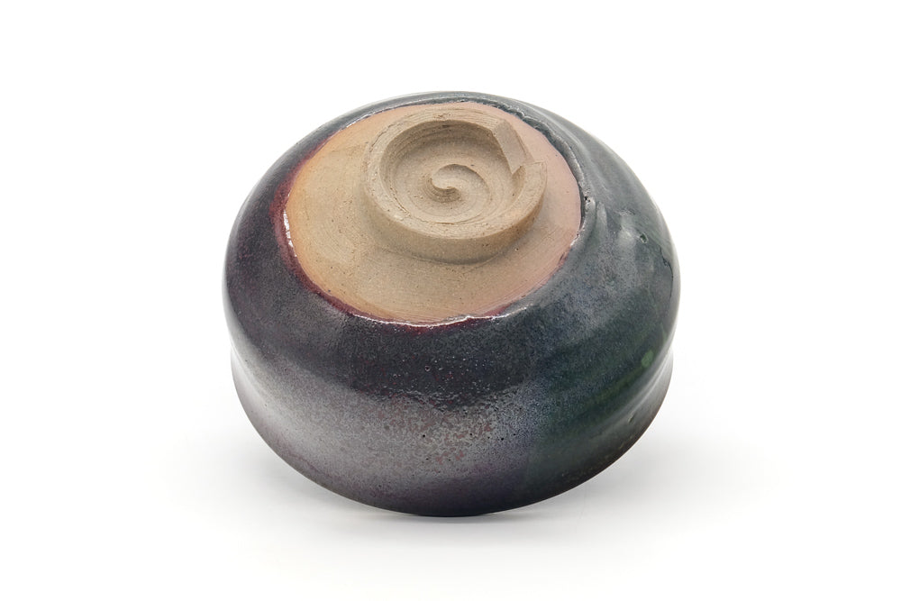 Japanese Matcha Bowl - Brown Yellow Speckled Drip-Glazed Chawan
