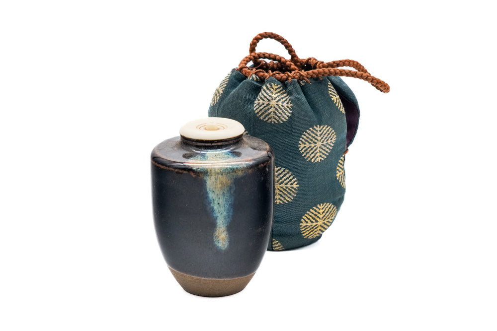 Japanese Chaire -  Katatsuki Seto-yaki Tea Caddy with Shifuku